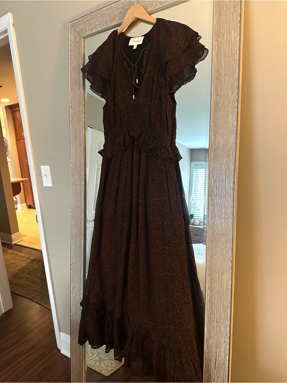 Cleobella Brown And Black Paisley Floral Maxi Dress Size Medium